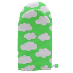 Green And White Cute Clouds  Microwave Oven Glove by ConteMonfrey