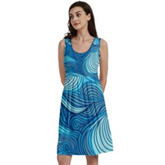 Ocean Waves Sea Abstract Pattern Water Blue Classic Skater Dress by Simbadda