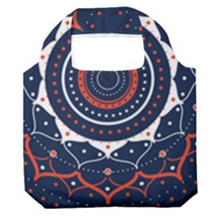 Mandala Orange Navy Premium Foldable Grocery Recycle Bag by Simbadda