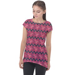 Background Pattern Structure Cap Sleeve High Low Top by Simbadda