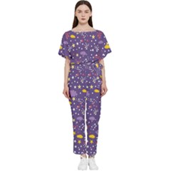 Pattern Cute Clouds Stars Batwing Lightweight Chiffon Jumpsuit by Simbadda