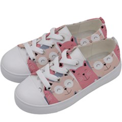 Cute Seamless Pattern With Cats Kids  Low Top Canvas Sneakers by Simbadda