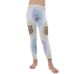 Cute Cat Seamless Pattern Background Kids  Lightweight Velour Leggings by Simbadda