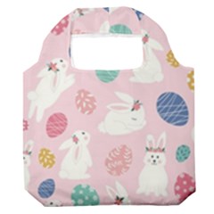 Cute Bunnies Easter Eggs Seamless Pattern Premium Foldable Grocery Recycle Bag by Simbadda