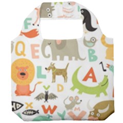 Children Alphabet Seamless Pattern Foldable Grocery Recycle Bag by Simbadda