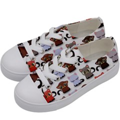 Seamless Pattern With Cute Little Kittens Various Color Kids  Low Top Canvas Sneakers by Simbadda