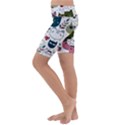 Pattern With Cute Cat Heads Kids  Lightweight Velour Cropped Yoga Leggings View2