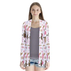 Pink Animals Pattern Drape Collar Cardigan by Simbadda