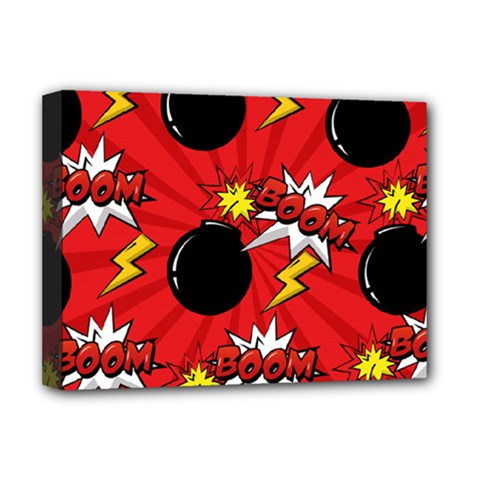 Pop Art Comic Pattern Bomb Boom Explosion Background Deluxe Canvas 16  X 12  (stretched)  by Simbadda