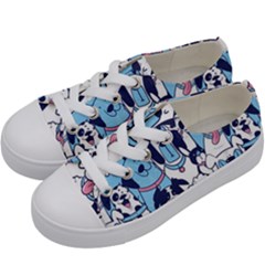 Dogs Seamless Pattern Kids  Low Top Canvas Sneakers by Simbadda