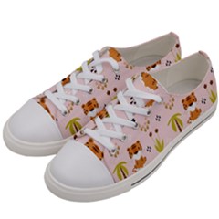 Cute Tiger Car Safari Seamless Pattern Women s Low Top Canvas Sneakers by Simbadda