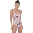 Cute Tiger Car Safari Seamless Pattern Tie Strap One Piece Swimsuit View1