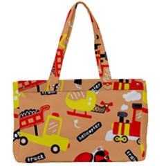 Seamless Pattern Cartoon With Transportation Vehicles Canvas Work Bag by Simbadda