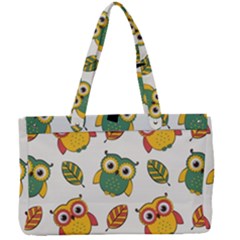 Background-with-owls-leaves-pattern Canvas Work Bag by Simbadda