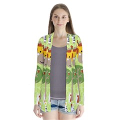 Funny Animals Cartoon Drape Collar Cardigan by Simbadda