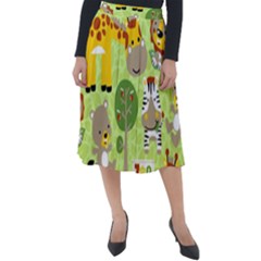 Funny Animals Cartoon Classic Velour Midi Skirt  by Simbadda