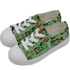 Seamless Pattern Fishes Pirates Cartoon Kids  Low Top Canvas Sneakers by Simbadda