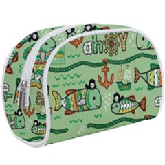 Seamless Pattern Fishes Pirates Cartoon Make Up Case (large)