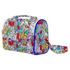 Graffiti Characters Seamless Pattern Satchel Shoulder Bag by Simbadda