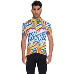 Colorful City Life Horizontal Seamless Pattern Urban City Men s Short Sleeve Cycling Jersey by Simbadda