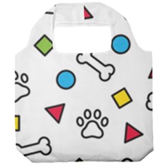 Dog Paw Seamless Pattern Foot Print Bone Foldable Grocery Recycle Bag by Simbadda