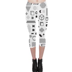 Pattern Hipster Abstract Form Geometric Line Variety Shapes Polkadots Fashion Style Seamless Capri Leggings  by Simbadda