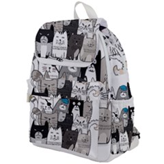 Cute Cat Hand Drawn Cartoon Style Top Flap Backpack by Simbadda