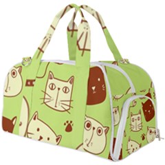 Cute-hand-drawn-cat-seamless-pattern Burner Gym Duffel Bag by Simbadda