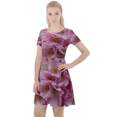 Cherry-blossoms Cap Sleeve Velour Dress  by Excel