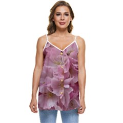 Cherry-blossoms Casual Spaghetti Strap Chiffon Top