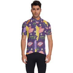 Exotic-seamless-pattern-with-parrots-fruits Men s Short Sleeve Cycling Jersey by Simbadda