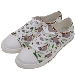 Seamless-pattern-with-cute-sloths Men s Low Top Canvas Sneakers by Simbadda