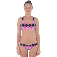 Seamless-argyle-pattern Cross Back Hipster Bikini Set