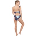 Owl-stars-pattern-background Frilly One Shoulder Swimsuit View2