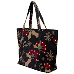 Christmas-pattern-with-snowflakes-berries Zip Up Canvas Bag by Simbadda