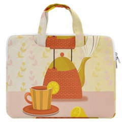 Tea Pot Cup Drawing Macbook Pro 16  Double Pocket Laptop Bag  by Grandong