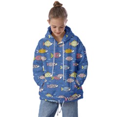 Sea Fish Blue Submarine Animal Kids  Oversized Hoodie by Proyonanggan