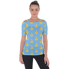 Rubber Duck Pattern Shoulder Cut Out Short Sleeve Top by Valentinaart