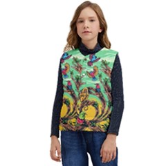 Monkey Tiger Bird Parrot Forest Jungle Style Kid s Button Up Puffer Vest	 by Grandong