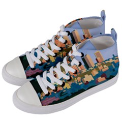 City Buildings Urban Dawn Women s Mid-top Canvas Sneakers by Bangk1t