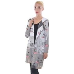 Cute Cats Seamless Pattern Hooded Pocket Cardigan by Bangk1t