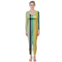 Colorful Rainbow Striped Pattern Stripes Background Long Sleeve Catsuit by Bangk1t