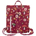 Woodland Mushroom And Daisy Seamless Pattern On Red Backgrounds Flap Top Backpack View3