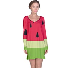 Watermelon Fruit Food Healthy Vitamins Nutrition Long Sleeve Nightdress by pakminggu