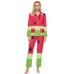 Watermelon Fruit Food Healthy Vitamins Nutrition Womens  Long Sleeve Velvet Pocket Pajamas Set by pakminggu