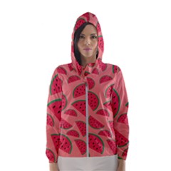 Watermelon Red Food Fruit Healthy Summer Fresh Women s Hooded Windbreaker by pakminggu