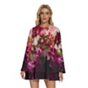 Pink Flower Round Neck Long Sleeve Bohemian Style Chiffon Mini Dress View1