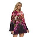 Pink Flower Round Neck Long Sleeve Bohemian Style Chiffon Mini Dress View3