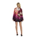 Pink Flower Round Neck Long Sleeve Bohemian Style Chiffon Mini Dress View4