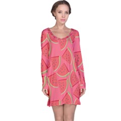 Watermelon Background Watermelon Wallpaper Long Sleeve Nightdress by pakminggu